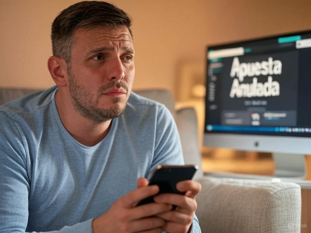 Apostador preocupado revisando su móvil trasrecalculo de apuestas injusto bet365