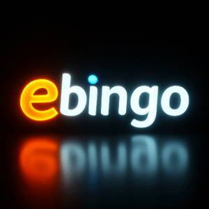 Aplicación móvil de Ebingo Casino mostrando una tragaperras con símbolos clásicos, junto a fichas de póker y dados rojos, representando el juego online en Ebingo.