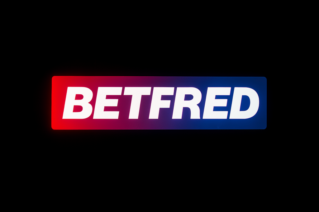 Logotipo de Betfred en pantalla de móvil con fondo azul, representando la plataforma de apuestas deportivas y juegos online de Betfred.