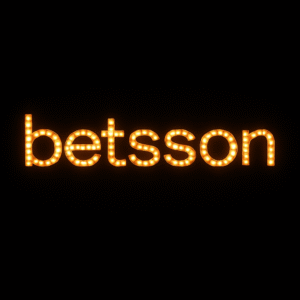 Logotipo de Betsson iluminado en color naranja sobre fondo oscuro, representando promociones como el bono Betsson.