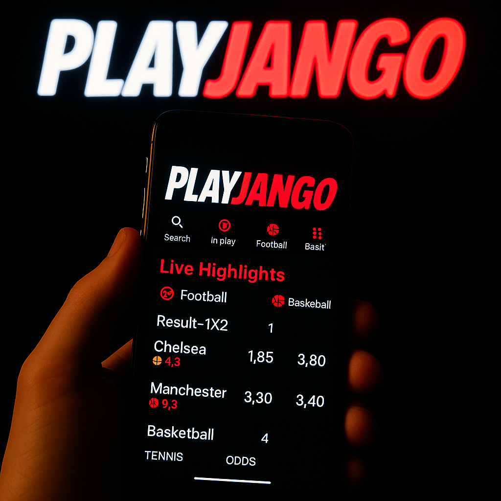 Interfaz móvil de la plataforma de apuestas en vivo Playjango Casino mostrando partidos de fútbol destacados.
