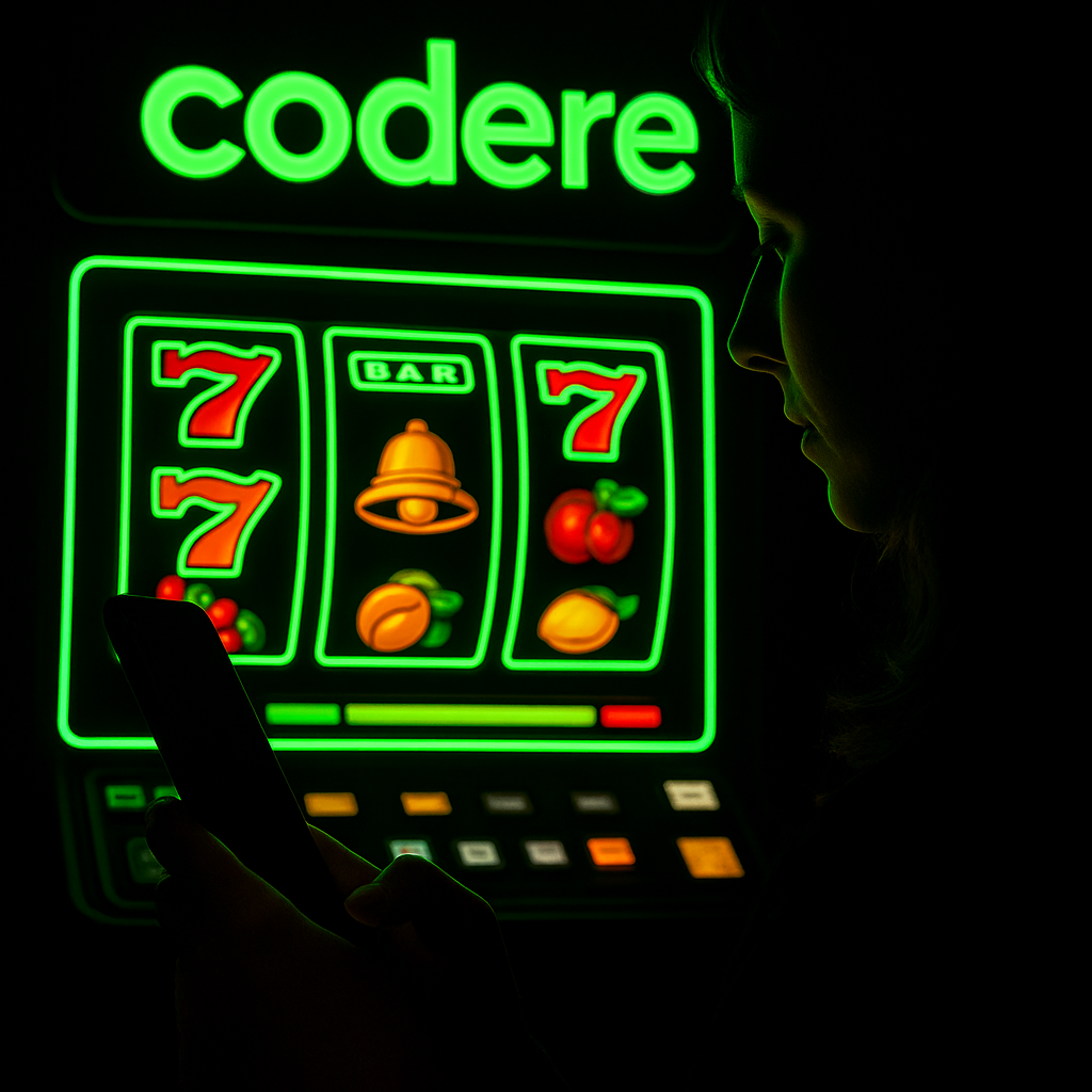 Logotipo de Codere iluminado en verde neón sobre fondo negro, representando su plataforma digital de apuestas deportivas y juegos de azar online.