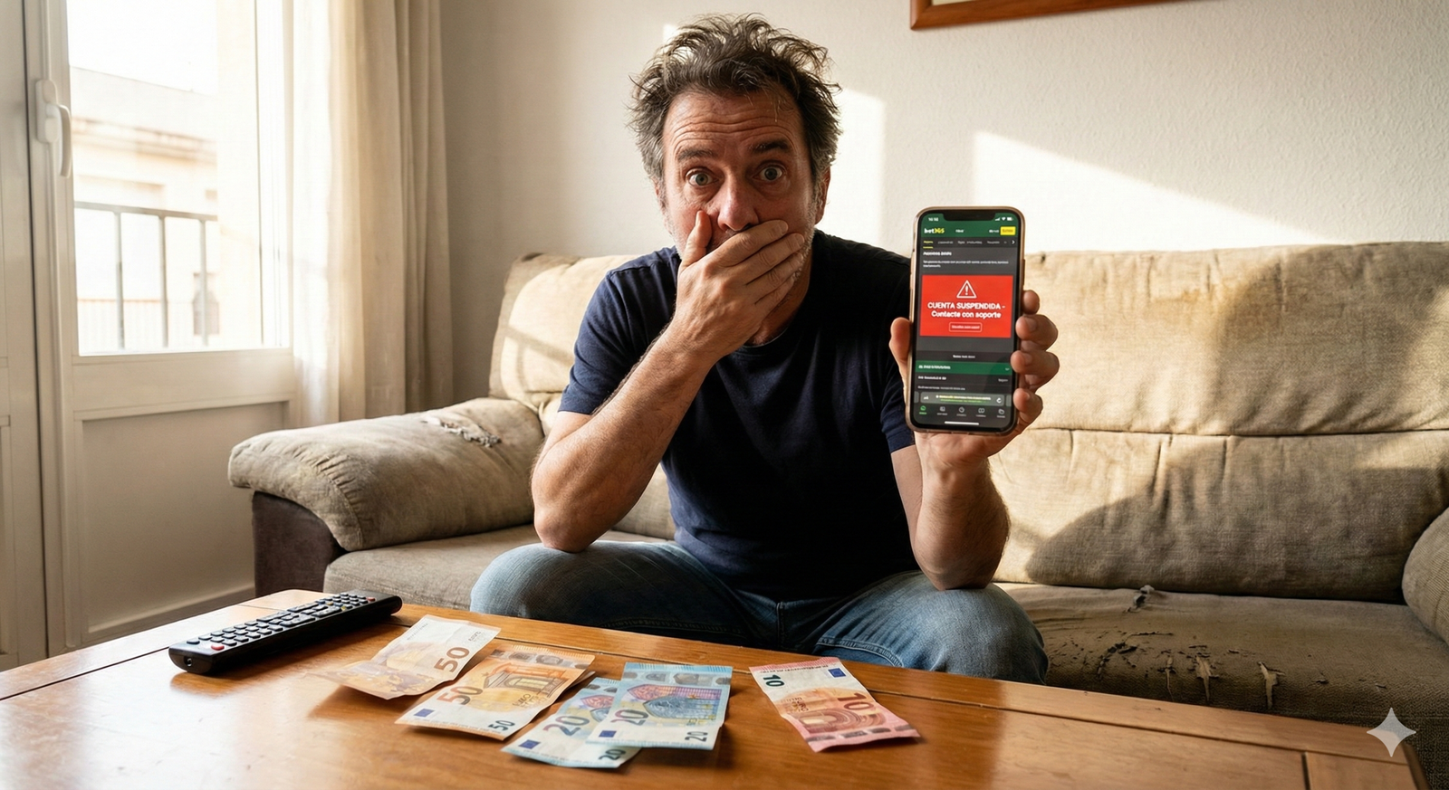 Jugador español descubriendo su cuenta Wanabet bloqueada sin previo aviso