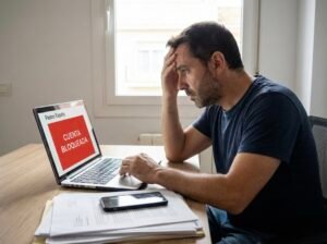 Usuario recibiendo notificacion de bloqueo de cuenta en Paston Espana