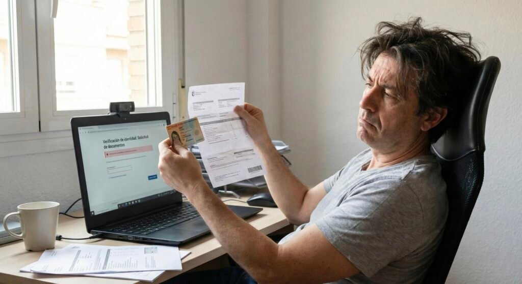 Usuario preparando documentos para verificacion KYC en Bet365 Espana