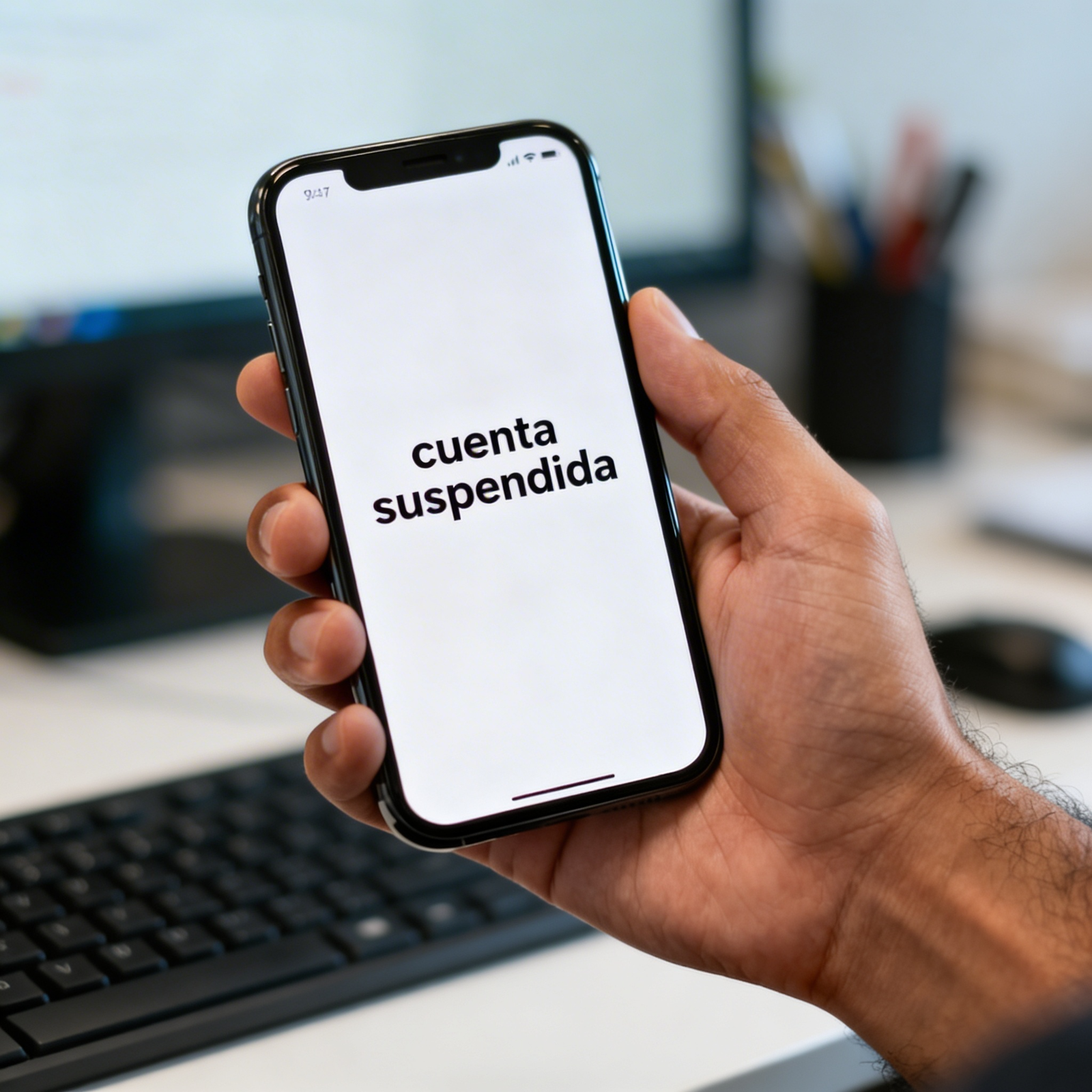 Pantalla de móvil mostrando notificación de cuenta cerrada en casa de apuestas PAF